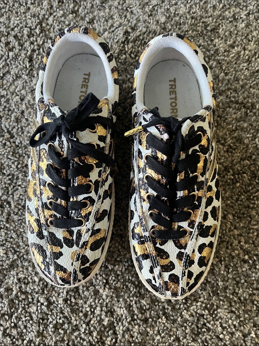TRETORN Nylite 34 Metallic Animal-Print leopard cheetah Sneakers tennis shoe 5.5